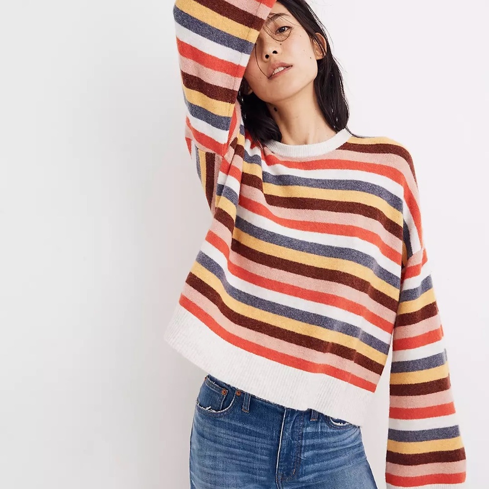 Madewell Cardiff Striped Crewneck Sweater in Coziest Yarn